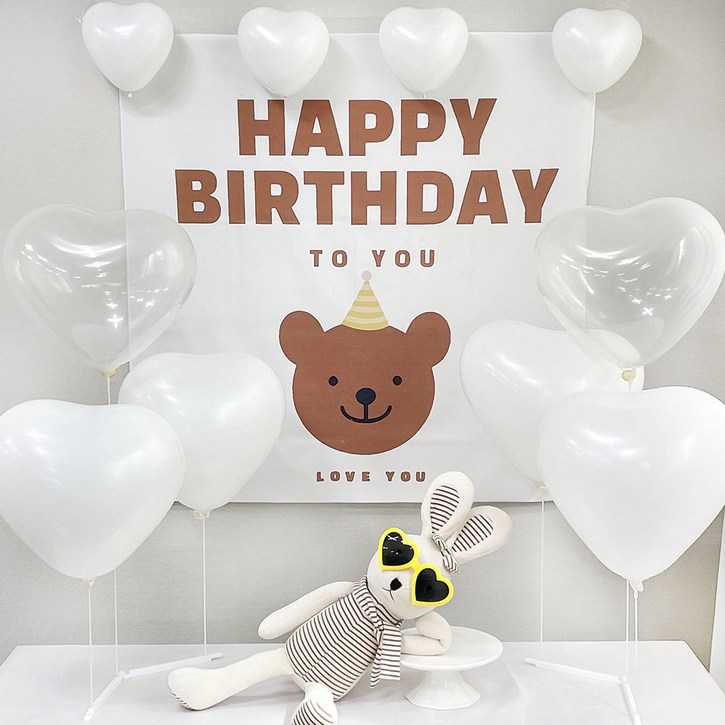파티앤온 생일파티용품 현수막 풍선 세트 선글라스포함, 1세트, 곰돌이 생일세트