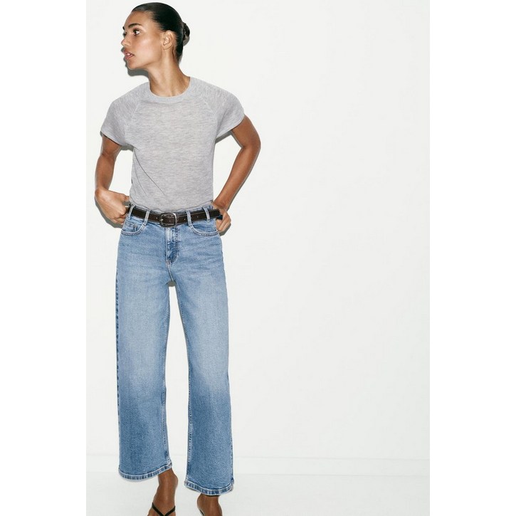 ZARA 자라 JEANS Z1975 CULOTTE 하이웨이스트 벨트  미디움 블루 125884