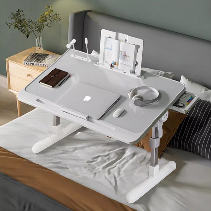 OYEAH 다용도 접이식 베드 테이블 침실 테이블 높이 조절 각도 조절  USB 포트  램프 팬  캐비닛 서랍