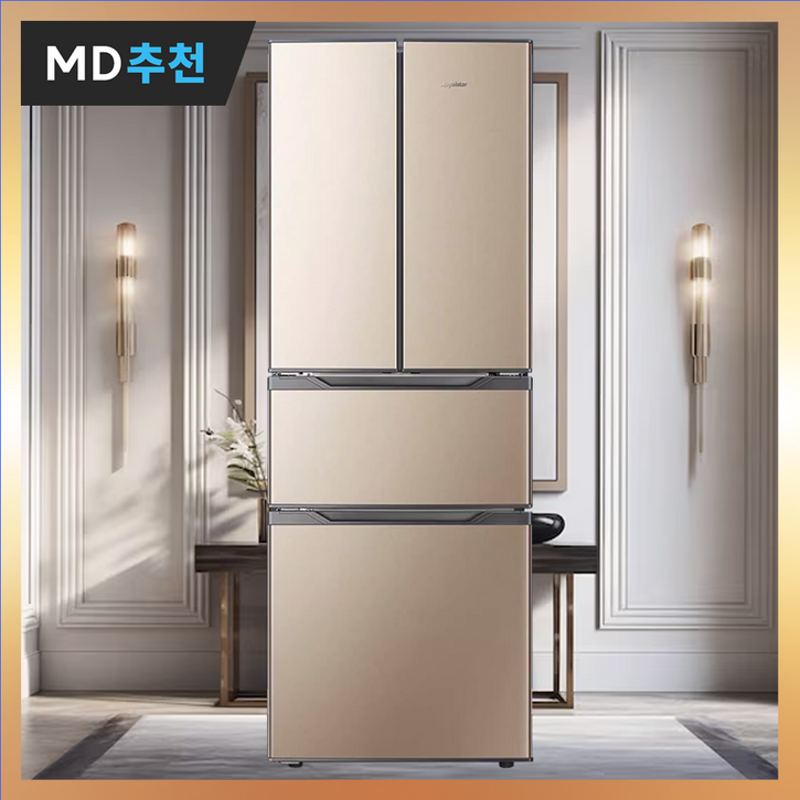 프레쿨 모던 3단 김치냉장고 양문형 스탠드형 대형 술 과일 야채 저소음, 골드