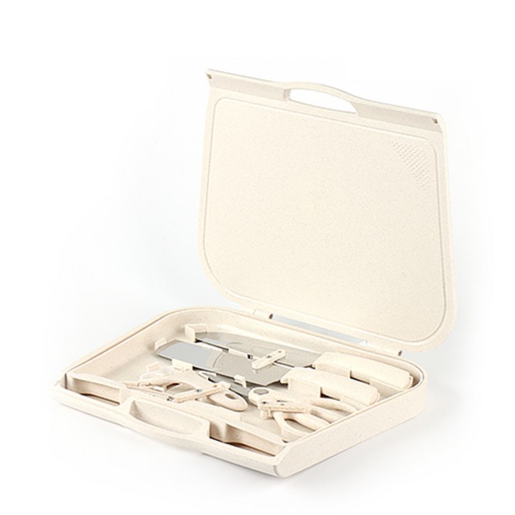 캠핑용 휴대용 키친툴세트 6p  야외용 전용케이스도마겸용, 단일색상, 1세트