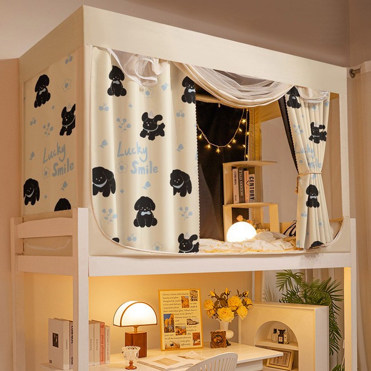 2층 싱글침대 커튼 사계절 난방텐트 사각모기장