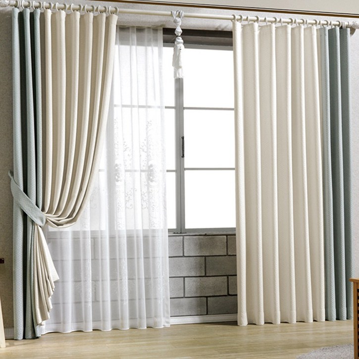 빠른배송 시우데코 투톤 암막커튼 2p커튼끈커튼봉 or 커튼레일 세트