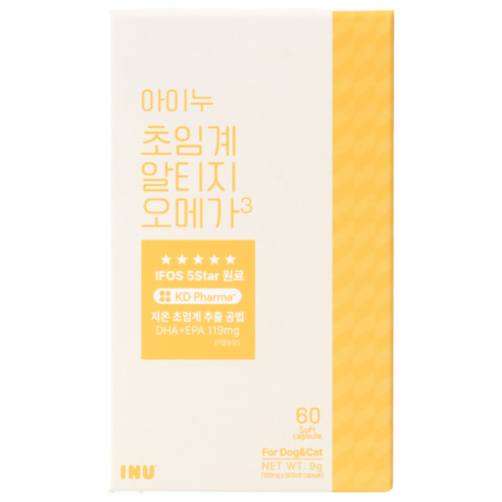 아이누초임계알티지오메가3 60캡슐 80순도 강아지 고양이 관절 피부 눈