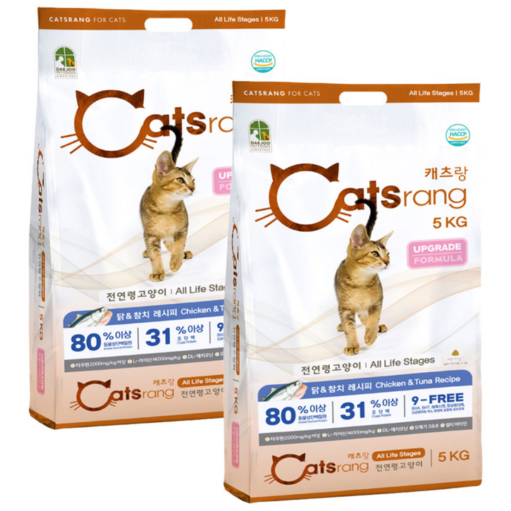 NEW 캐츠랑 전연령 단백질원 80 조단백 31, 닭참치, 5kg, 2개
