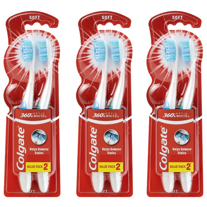 콜게이트 360 옵틱화이트 미세모 칫솔 2입 X 3개