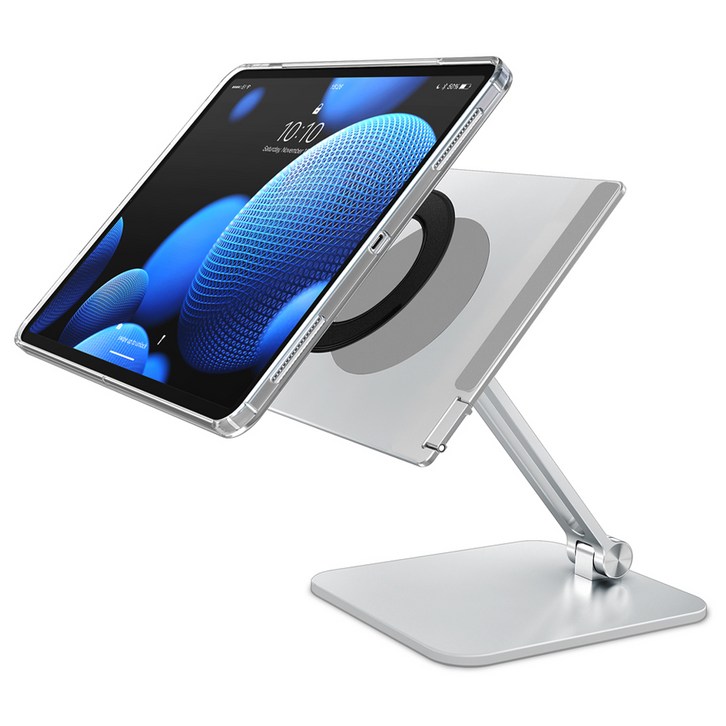 고부기 자석 탈부착 후크 거치대 2IN1 접이식 태블릿PC 스탠드 거치대, 실버, RTS00MA60