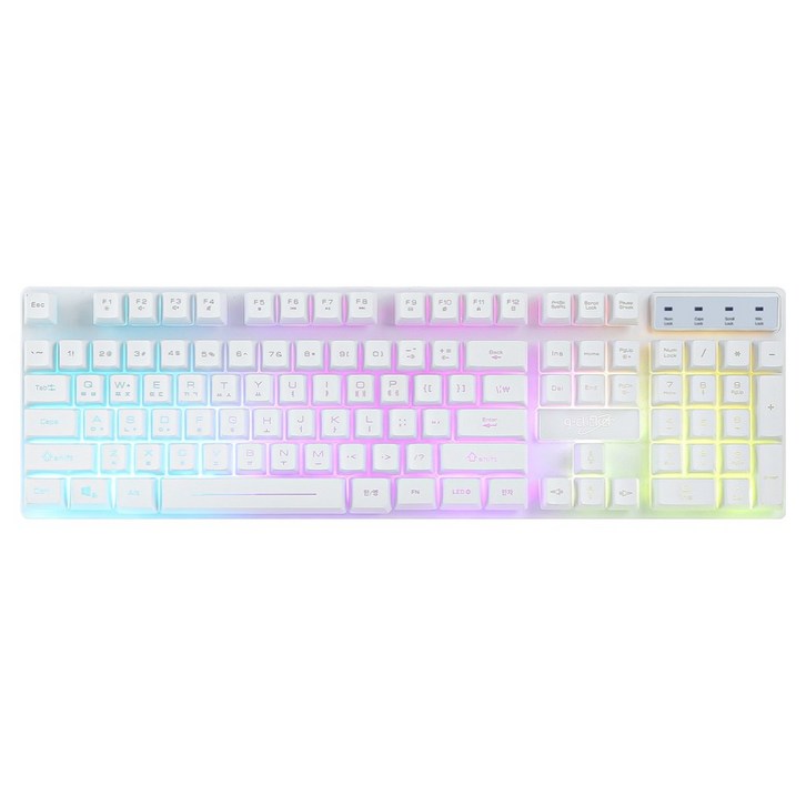 지클릭커 레인보우 LED 게이밍 유선 키보드, 화이트, GCLICKER Rainbow LED G3PLUS 104, 제조사축
