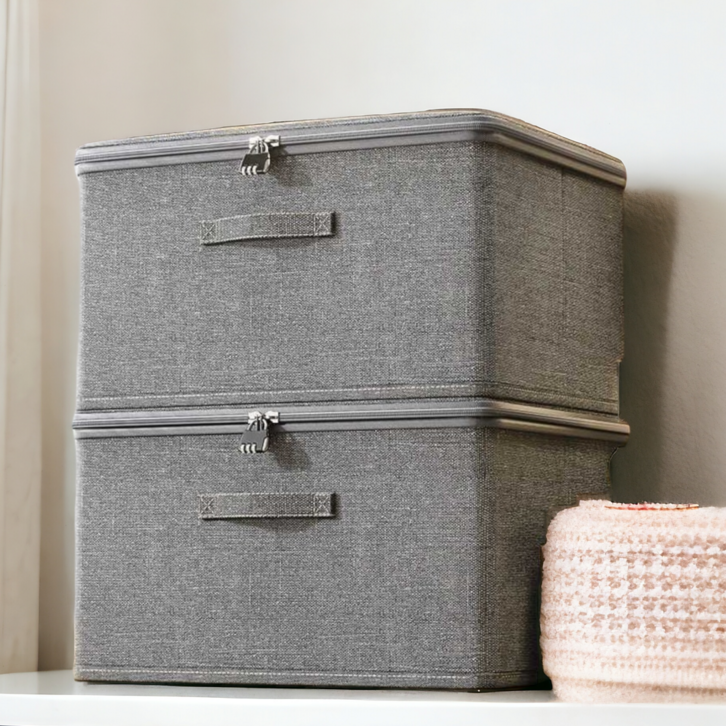 꾸꾸리빙 자물쇠 상자 패브릭 리빙박스 사생활보호, 1개, 중형자물쇠포함