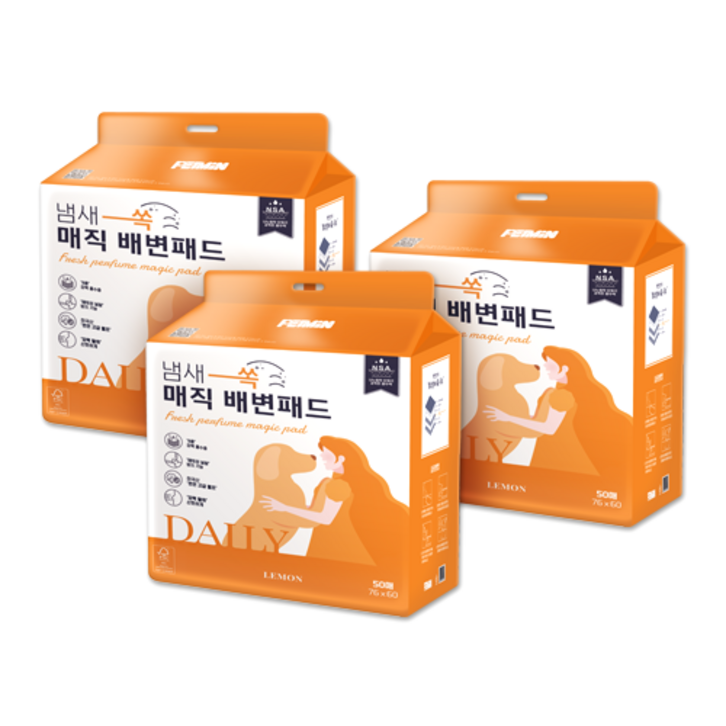 펫민 냄새 쏙 매직 배변패드, 50매, 3팩