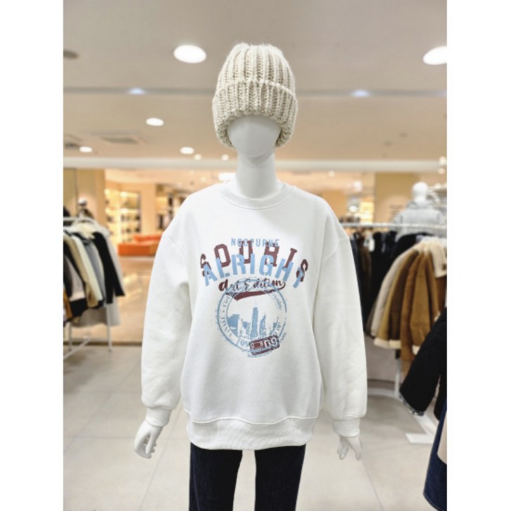 올리브데올리브 라운드 레터링 기모 맨투맨 티셔츠 YW5SE751 2401445