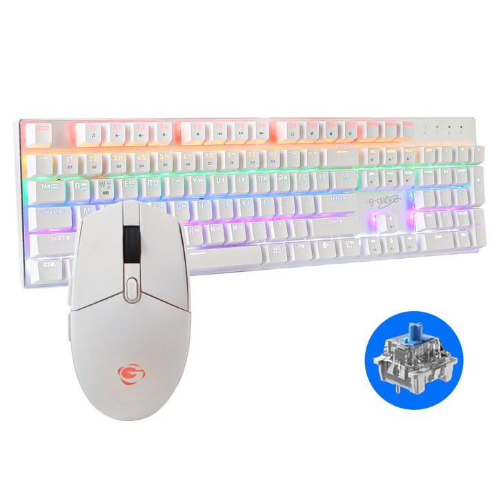 지클릭커 GMK-510X 기계식 키보드 마우스 세트, 화이트, 510X 청축, 일반형