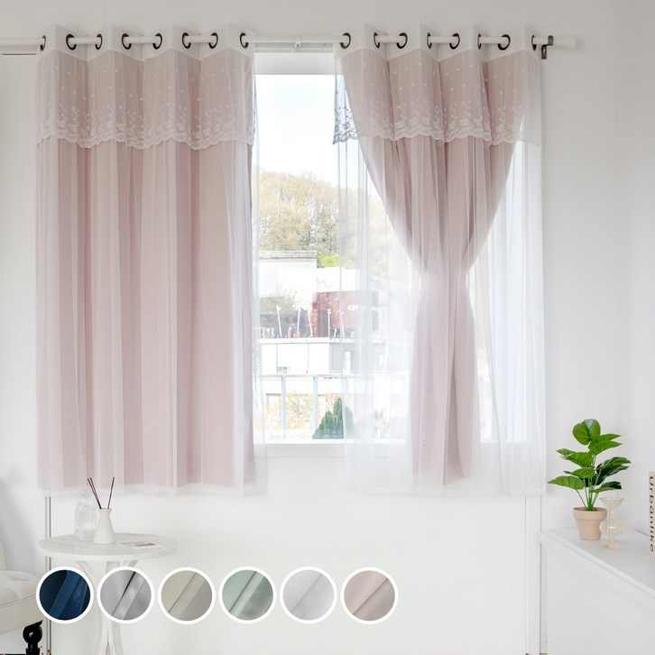 까르데코 노르딕암막디망쉬레이스 창문커튼 4장세트