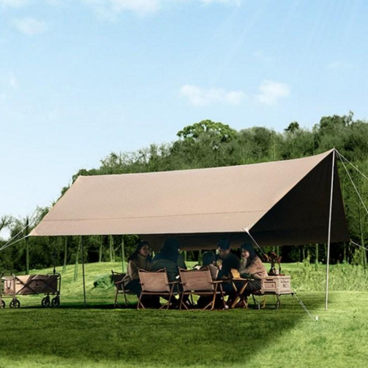 MAILE 210D 옥스포드 블랙 실버 코팅 방수 대형 렉타 타프, 베이지