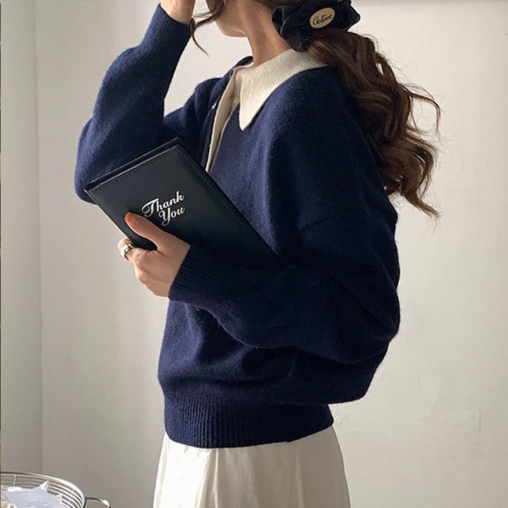 제이니 카라 긴팔 니트2color 간절기 데일리 니트