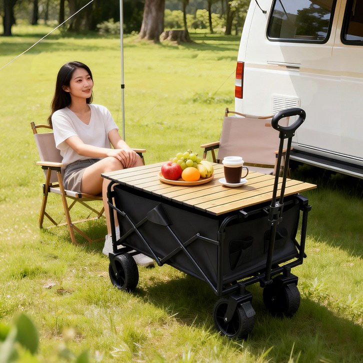 MoCaLiLi 캠핑웨건 접이식 다용도 캠핑카  휴대용 테이블