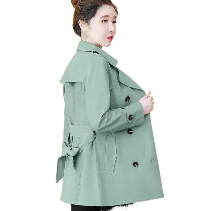 여성 봄가을 코튼 혼방 숏 트렌치코트 벨트 포인트 더블버튼 자켓lyf