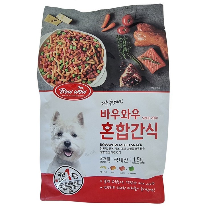 바우와우 혼합 강아지 간식 1.5kg+빠른배송 져키 - 쇼핑뉴스