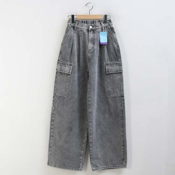 여성용 와이드 카고 밴딩 데님팬츠 숏 710307