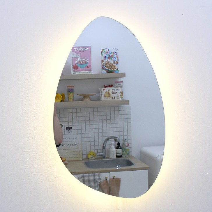 KC인증 터치형 3색변환 LED 비정형망고 간접등 벽걸이 인테리어 탁상 화장대 조명거울