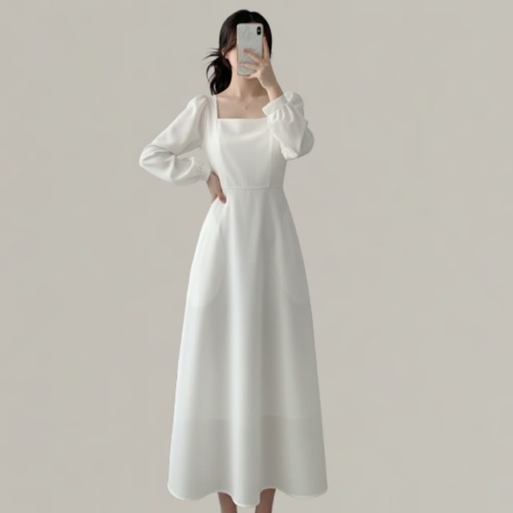 여성용 스퀘어넥 링클프리 스트링 원피스