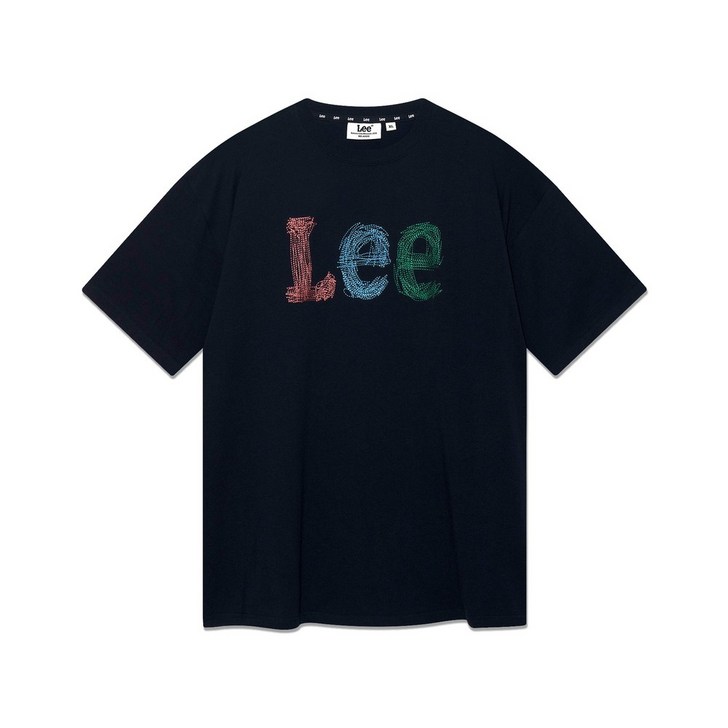 백화점정품 LEE 빈티지 스티치 로고티셔츠, 남녀공용 루즈핏 로고 티셔츠