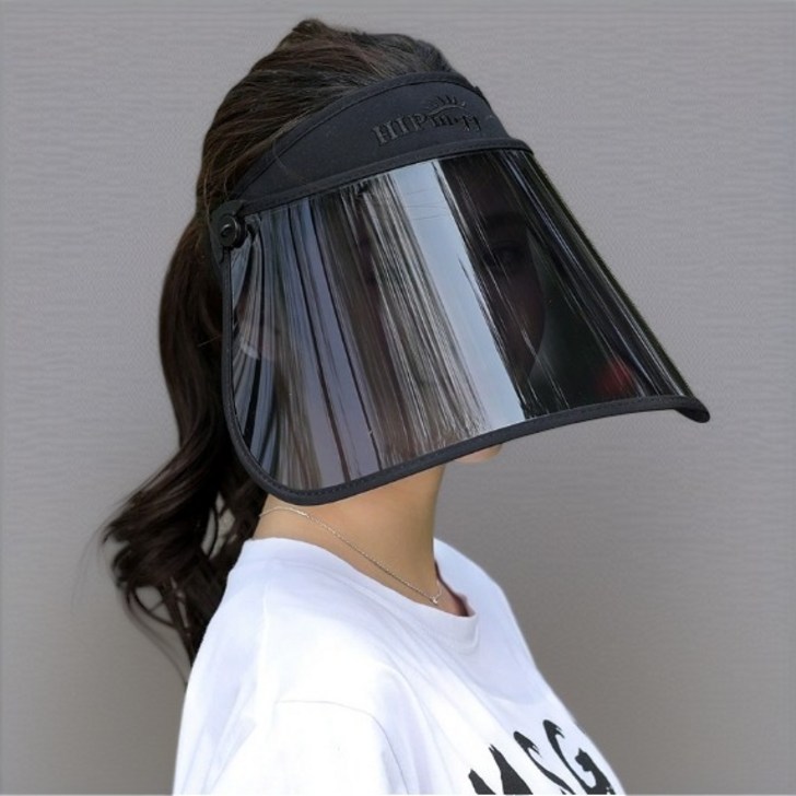 UV 자외선 차단 투명 등산 바이져, 블랙