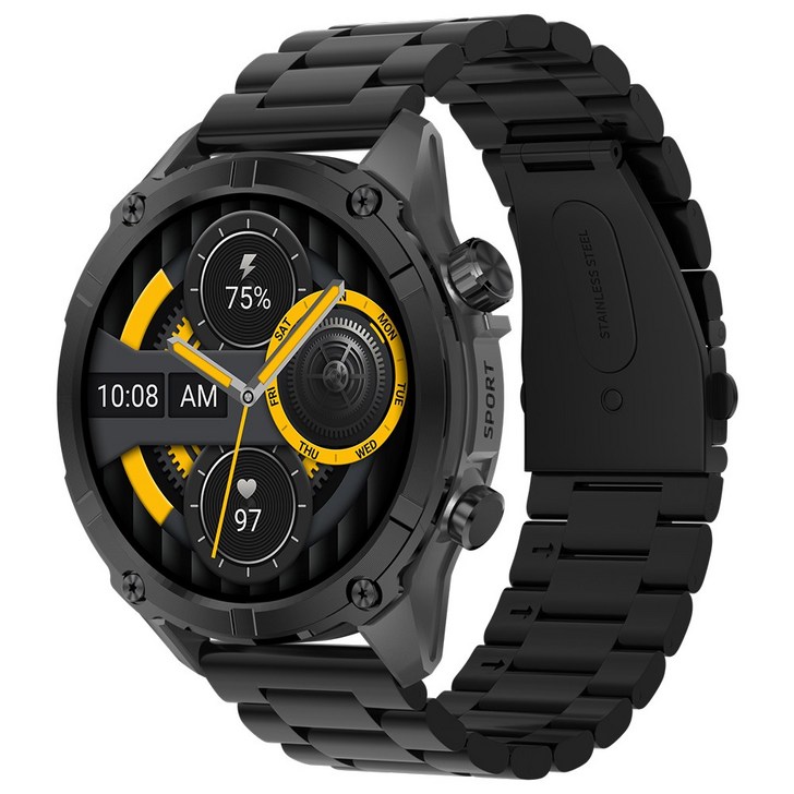 와피크 아웃도어 블루투스 스마트워치 Y7 1.43인치 GPS 방수방진 스포츠워치, GPS  블루투스, 3.9cm, 그래파이트