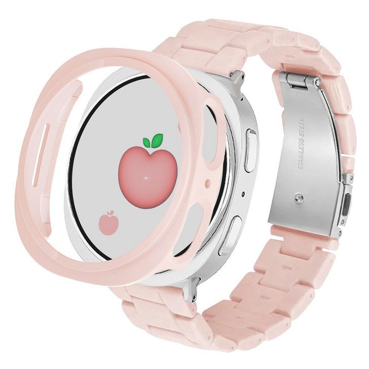 아이메이드잇 갤럭시워치 호환 블럭 스트랩 케이스 세트, 핑크