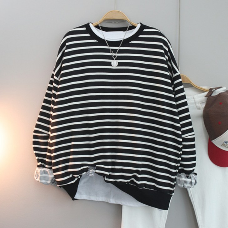 달콩 여성 빅사이즈 봄신상 긴팔 벌룬단가라오버핏맨투맨