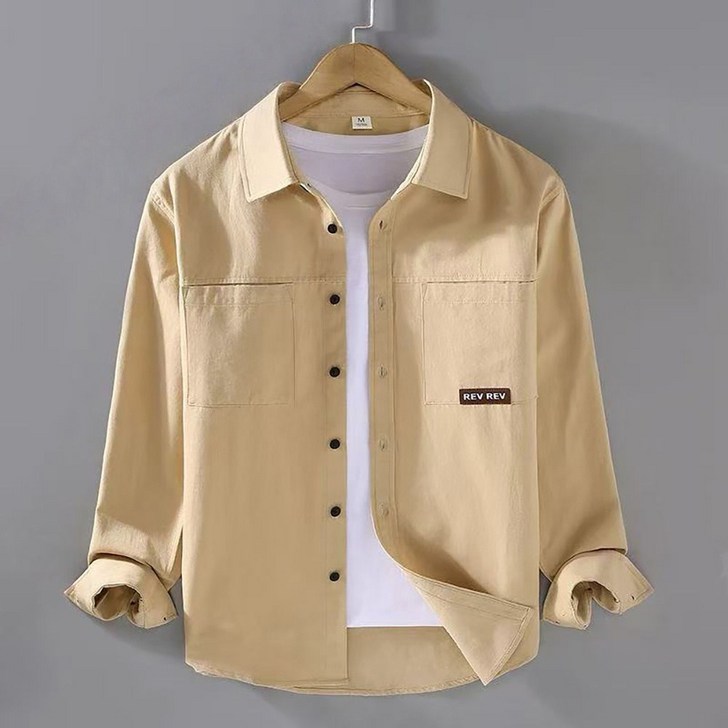 ROYALBELLE 남성 캐주얼 루즈핏 긴팔 버튼 아우터 데일리 빅사이즈 셔츠 자켓 K0012930