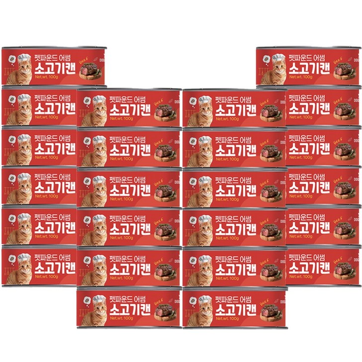 펫파운드 어썸 캔 고양이 습식간식 모음전, 24개, 100g, 소고기