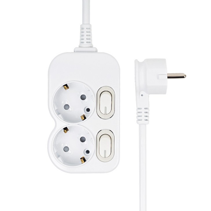 에코파워탭 국내 제조 슬림 개별 스위치 납작 멀티탭 2구 SMC303P, 화이트, 1개, 40cm