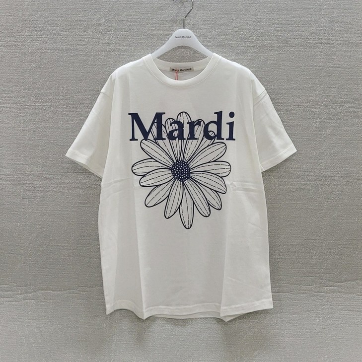 [국내정품] 마르디메크르디 TSHIRT FLOWERMARDI_반팔 티셔츠_화이트 네이비