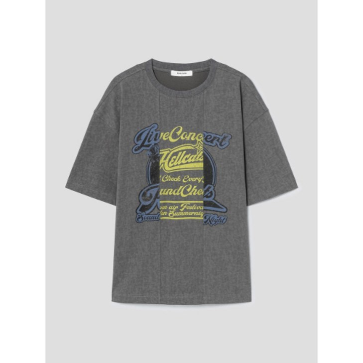 8SECONDS 에잇세컨즈 배색 절개 그래픽 티셔츠 애쉬 265742CY14 458894