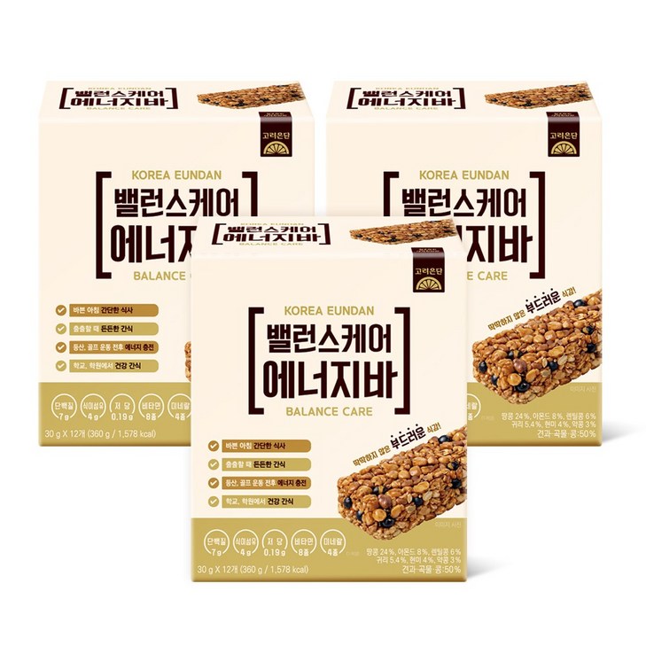 고려은단 밸런스케어 에너지바, 3개, 360g