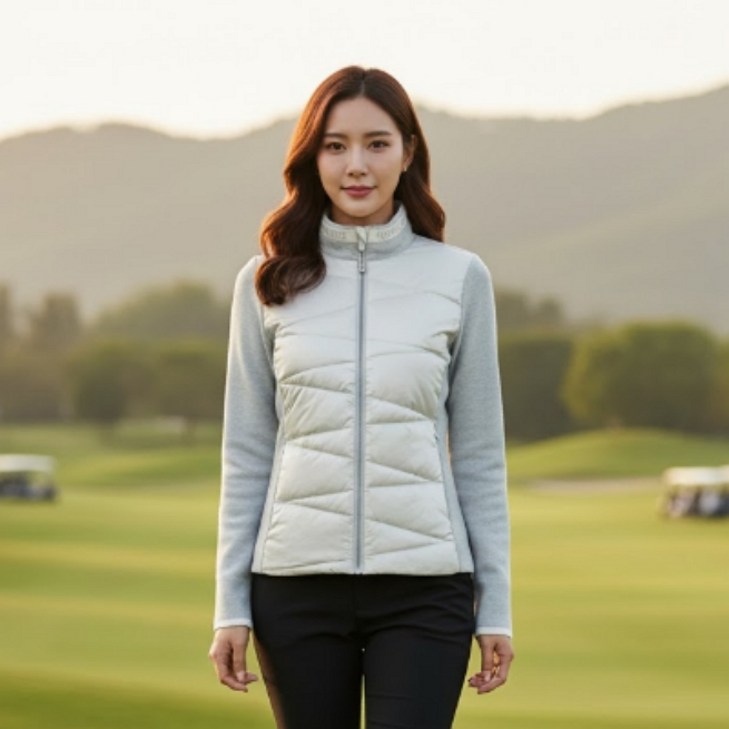 와이드앵글 여성 가을 초겨울 구스다운 스판 골프웨어 경량패딩 점퍼