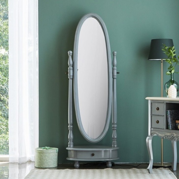 빈티지 엔틱 소품용 프로방스 그레이 전신 거울  우드 쇼핑몰 사각 와이드