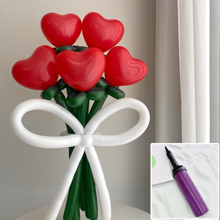DIY 요술풍선 하트 레드 꽃다발 손펌프 by 파티아일랜드 DIY 요술풍선 하트 레드 꽃다발 손펌프 by 파티아일랜드