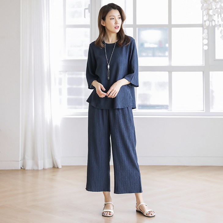 우일 여성용 인견 플리츠 상하의 세트