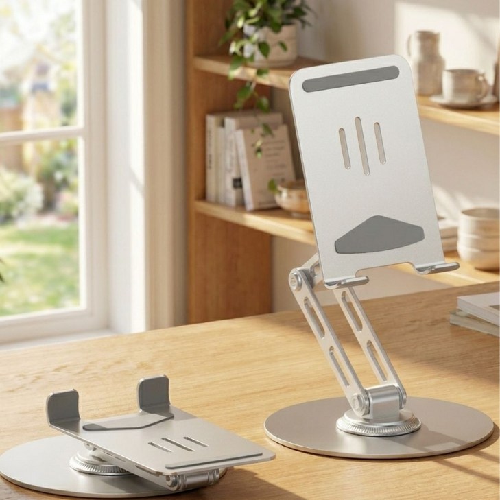 에브리센스 풀메탈 3단 접이식 탁상용 핸드폰 태블릿 거치대