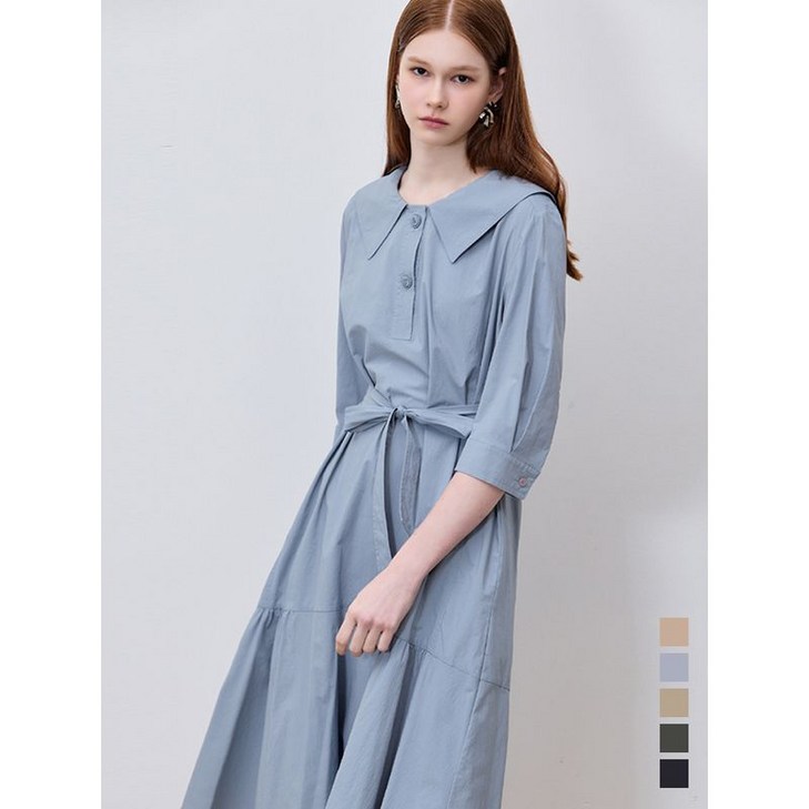 쉬즈미스 고퀄러티 빅 카라 벨티드 원피스 택가격 358000원