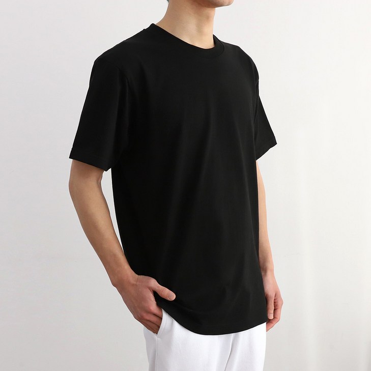 기본라운드티 더베이직샵 남녀공용 코마사 20수 순면 2장세트 기본 스탠다드 라운드 반팔 티셔츠