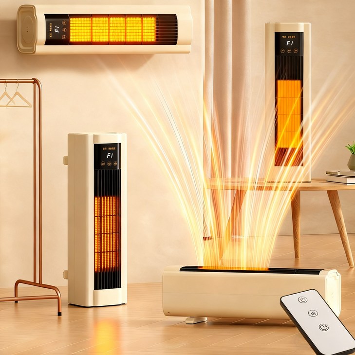 RichMagic PTC 가정용 순간 발열 리모컨 히터 욕실 벽걸이형 히터 터치 패널 12시간 타이머 3in1 휴대형 히터 다용도 전기히터