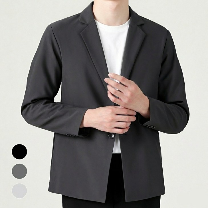 KAISCO 남성 사계절 정장 캐주얼 블레이저 스탠다드 데일리 싱글 자켓