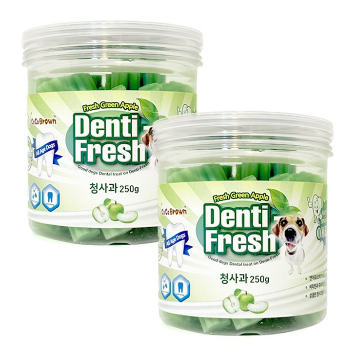코코브라운 강아지 덴티프레쉬 덴탈껌, 청사과맛, 250g, 2개