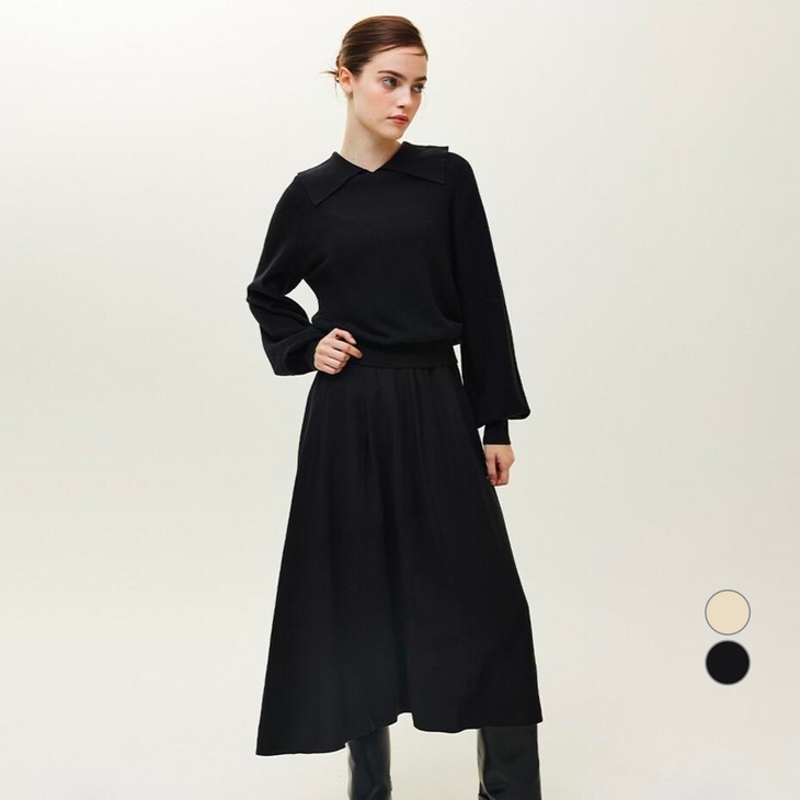 나이스클랍 여성용 카라 니트 풀오버 절개 원피스 A234PWO906