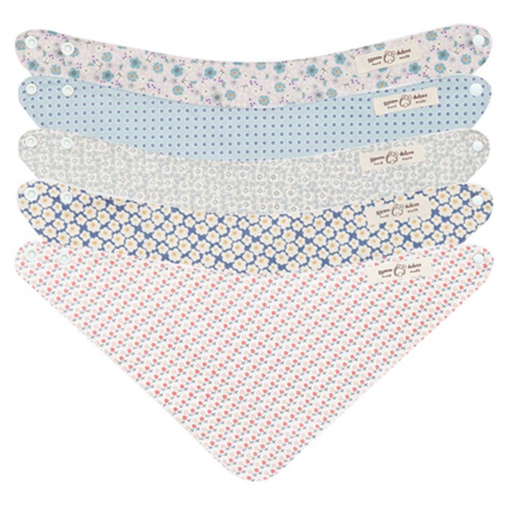 꿈두부 사계절용 유아 스카프빕 플라워패턴 5종세트