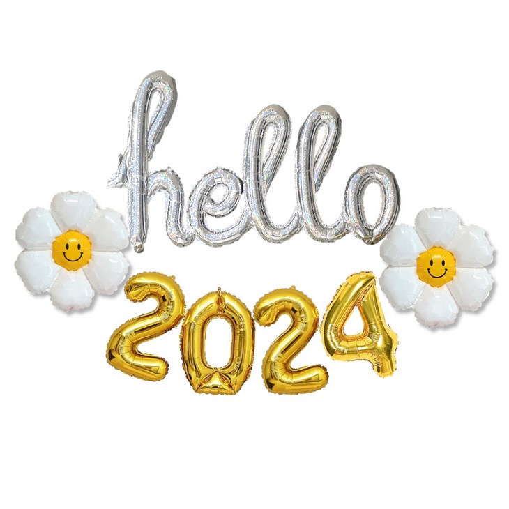 연말파티 헬로 2023 풍선 세트 3종 별 새해 신년 파티용품