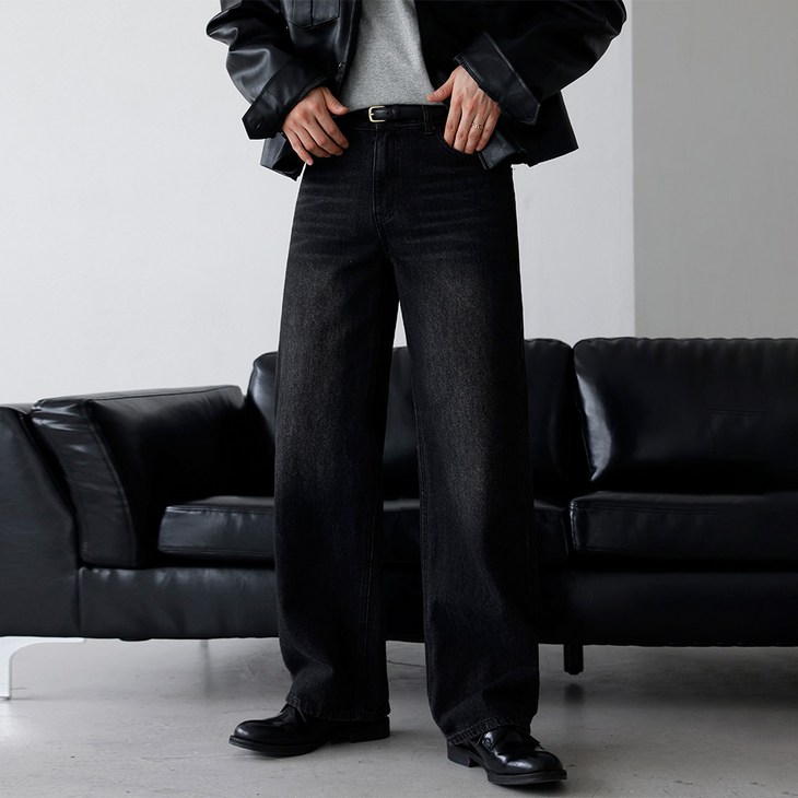 베이직바이블 남자 청바지 와이드 프리미엄 워싱 스판 사계절 팬츠 연청 진청 흑청 남성 빅사이즈 데님